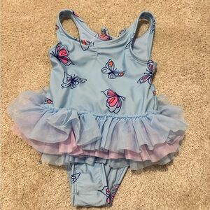 Blue Butterfly Print Tutu Swimsuit